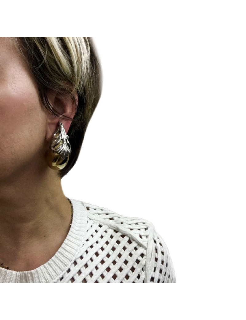 Boucles d'oreille clips ISABEL CANOVAS bicolores dorées et argent