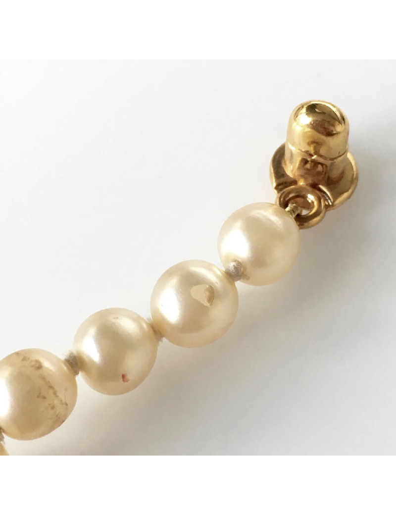 Collier CHANEL perles nacrées et fermoir 80' doré Vintage