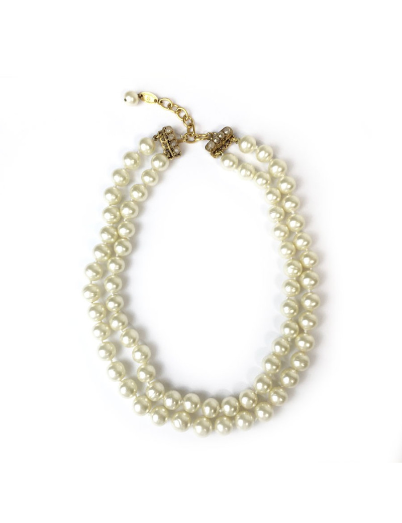Collier CHANEL double rangs de perles nacrées
