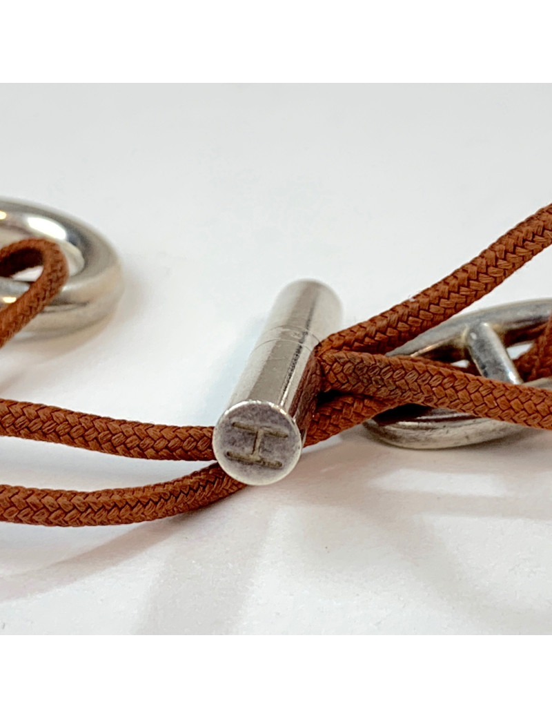 Bracelet  HERMES cordon brique et boucle chaîne d'ancre