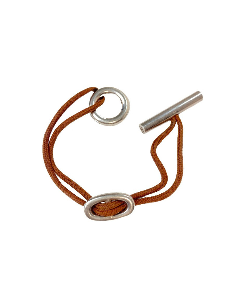 Bracelet  HERMES cordon brique et boucle chaîne d'ancre
