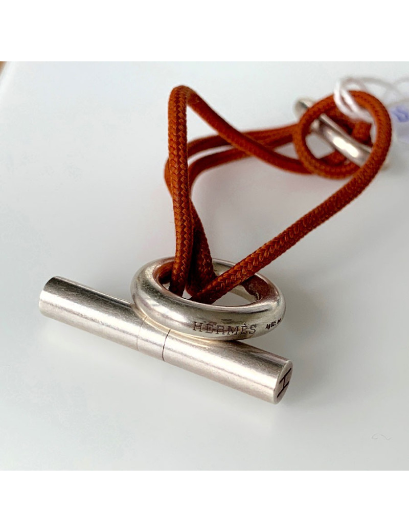 Bracelet  HERMES cordon brique et boucle chaîne d'ancre