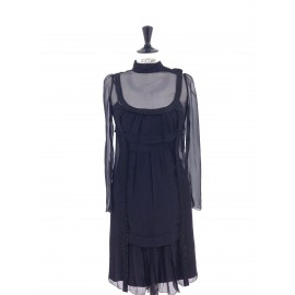 Dress PRADA black silk T 40IT