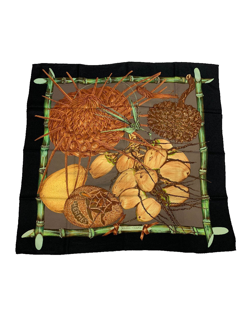 Carré  HERMÈS 100 % soie "Jardin Créole"