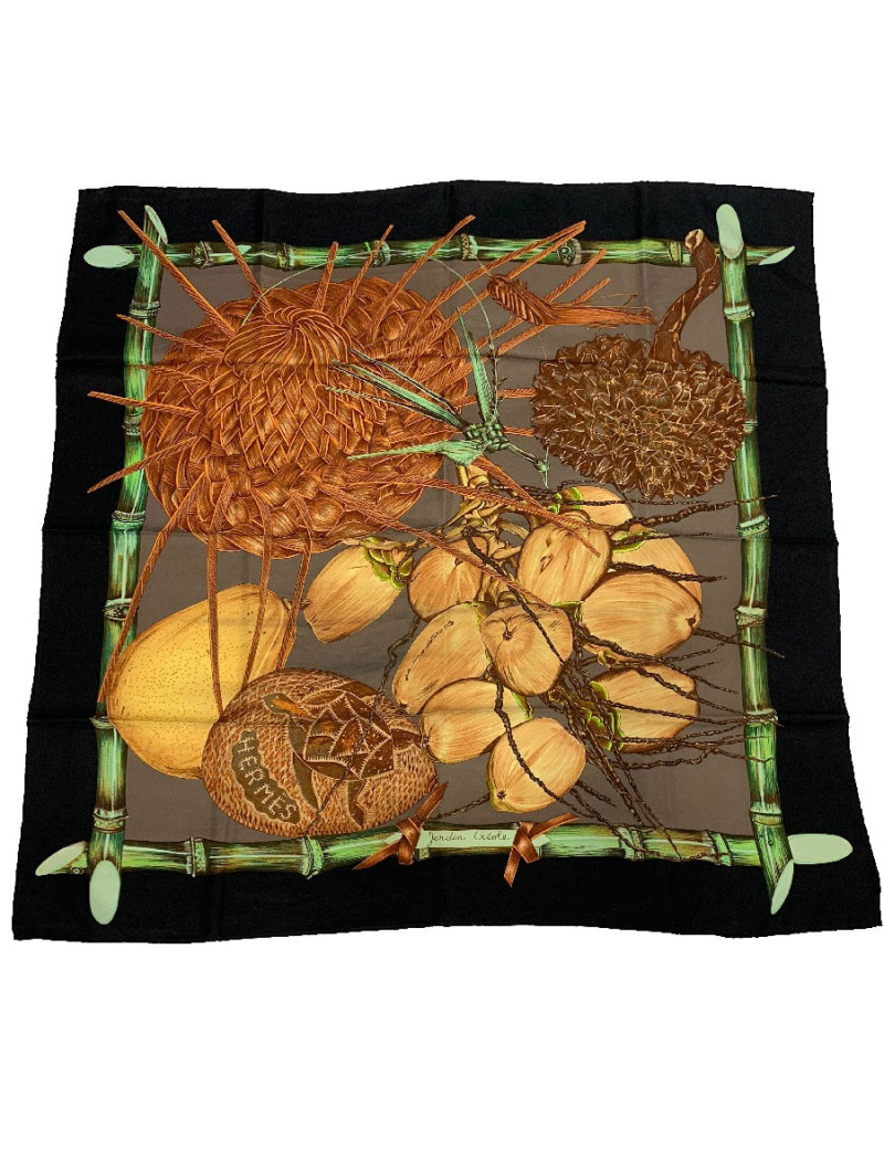 Carré  HERMÈS 100 % soie "Jardin Créole"