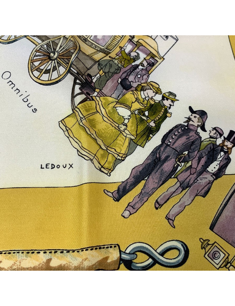 Carré 90 x 90 HERMES soie 100 % "Omnibus et voitures de place"