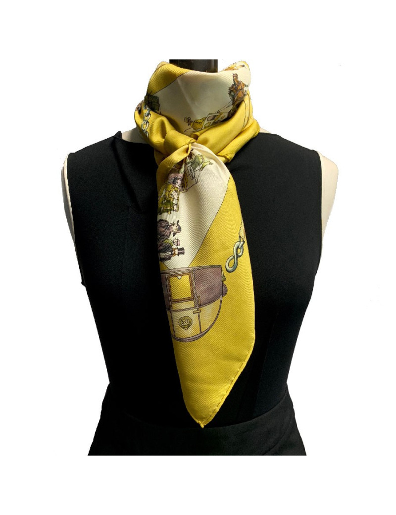 Carré 90 x 90 HERMES soie 100 % "Omnibus et voitures de place"