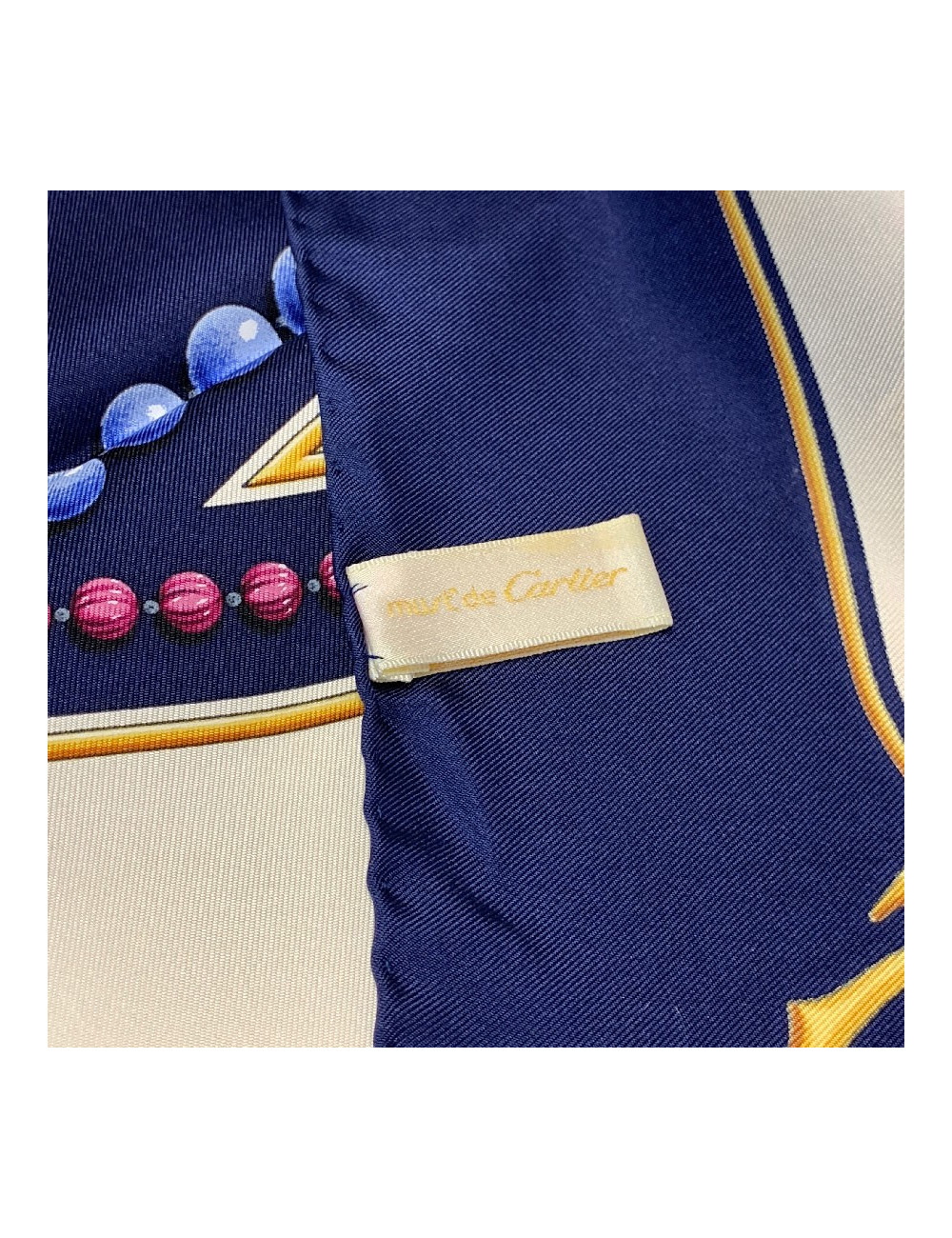 Carré CARTIER Must de Cartier en soie bleu marine