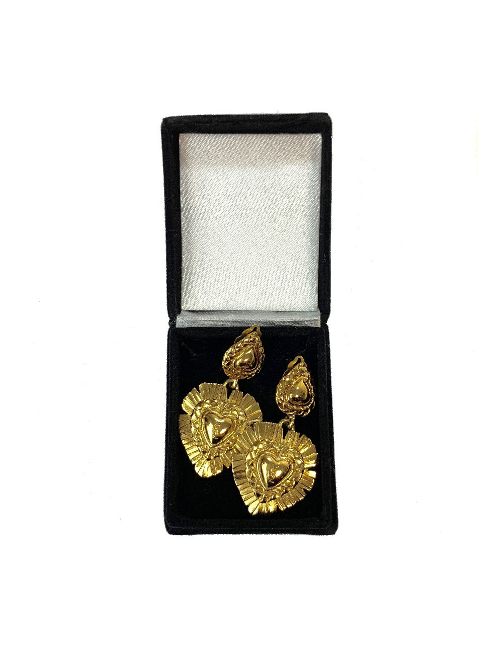 Boucles d'oreille clips YSL SAINT LAURENT avec coeur pendant Vintage