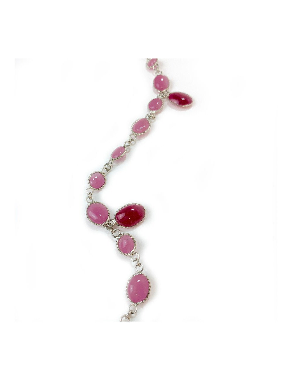  MARGUERITE DE VALOIS Waterfalls pink molten glass necklace