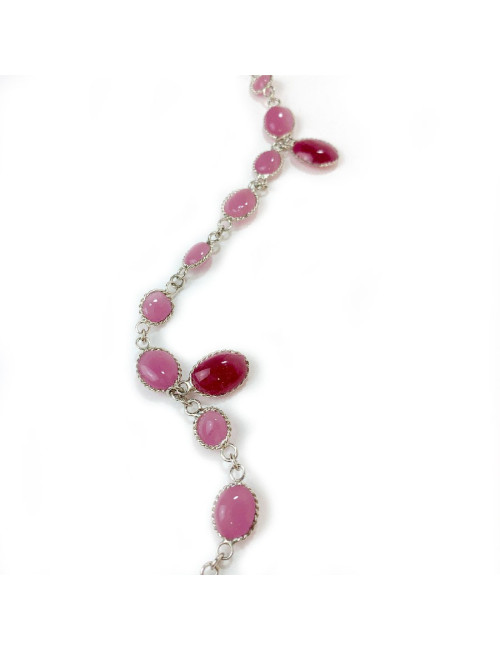  MARGUERITE DE VALOIS Waterfalls pink molten glass necklace