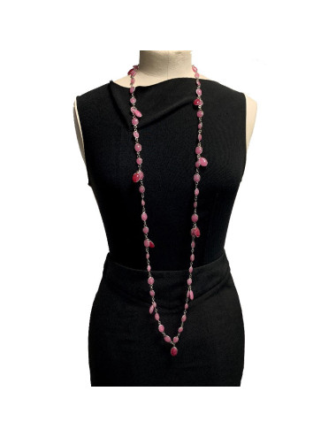  MARGUERITE DE VALOIS Waterfalls pink molten glass necklace