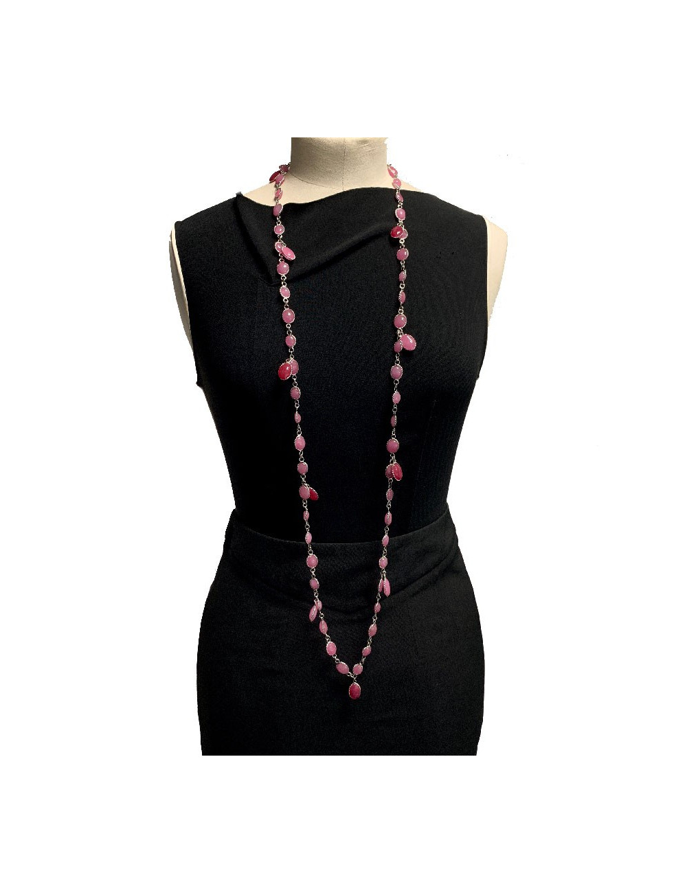  MARGUERITE DE VALOIS Waterfalls pink molten glass necklace