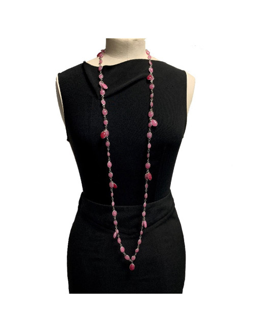  MARGUERITE DE VALOIS Waterfalls pink molten glass necklace