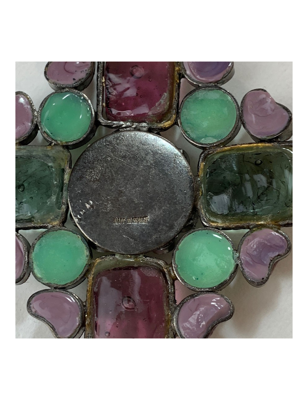 Collier MARGUERITE DE VALOIS pendentif en pâte de verre multicolore