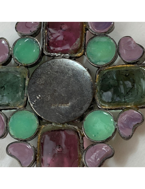 Collier MARGUERITE DE VALOIS pendentif en pâte de verre multicolore