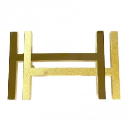 Boucle de ceinture HERMES H en carré en métal doré brillant et mat