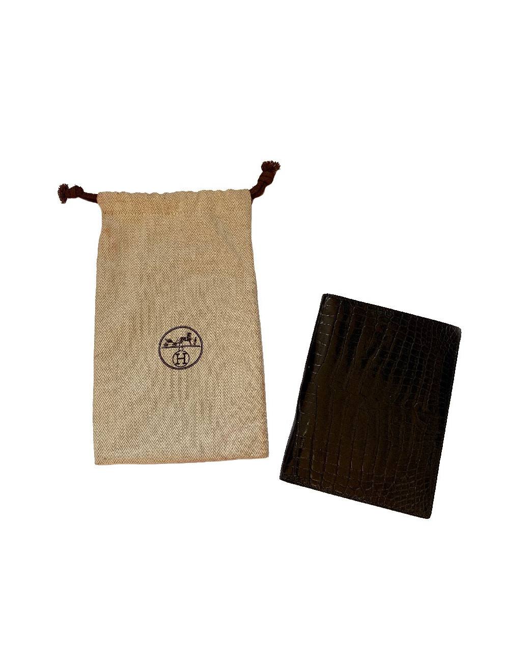 Portefeuille HERMES crocodile noir