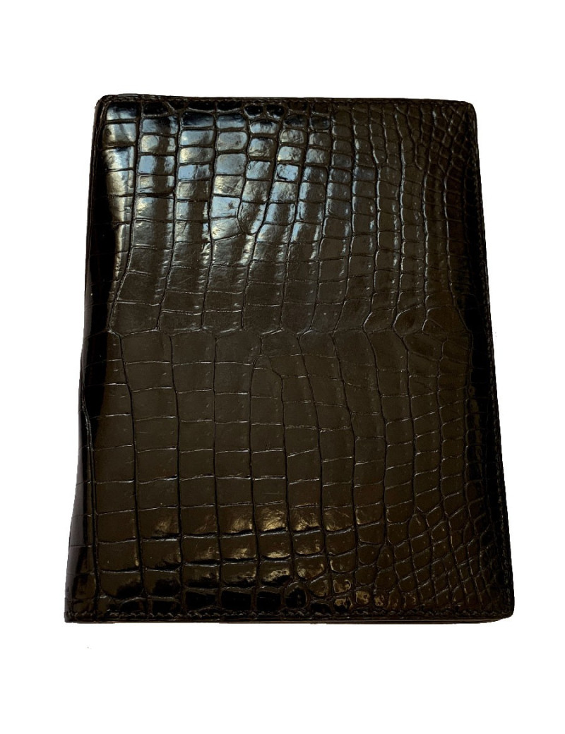Portefeuille HERMES crocodile noir