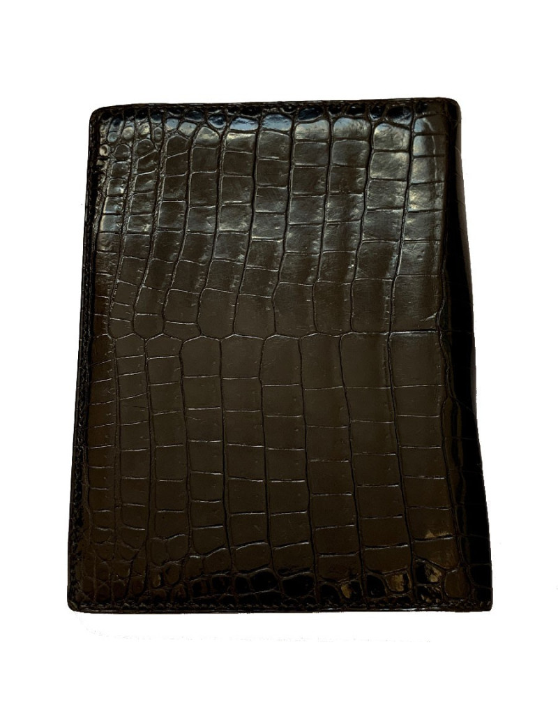Portefeuille HERMES crocodile noir
