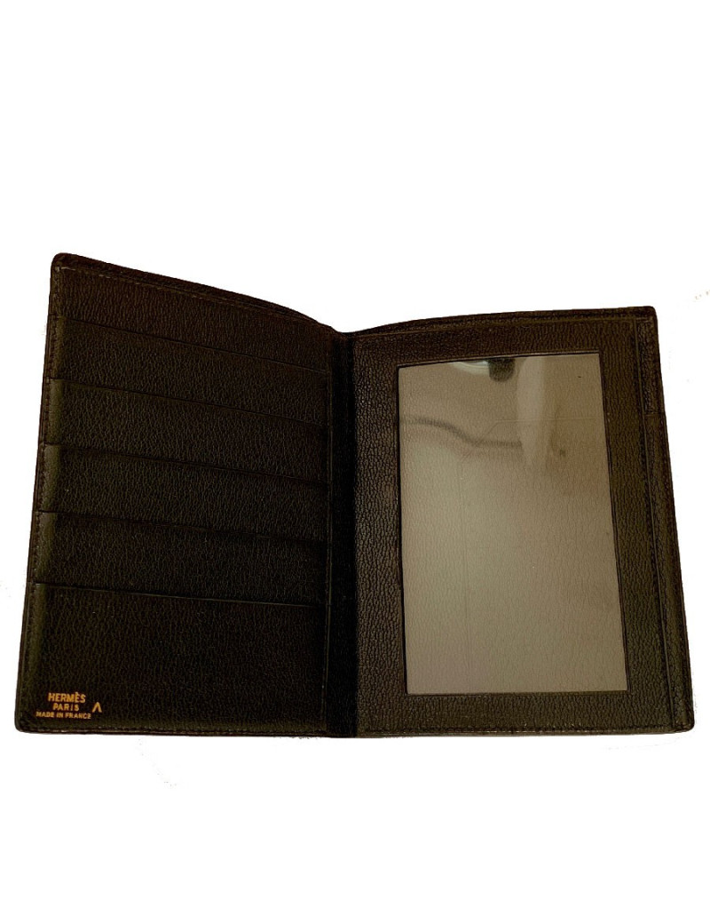 Portefeuille HERMES crocodile noir