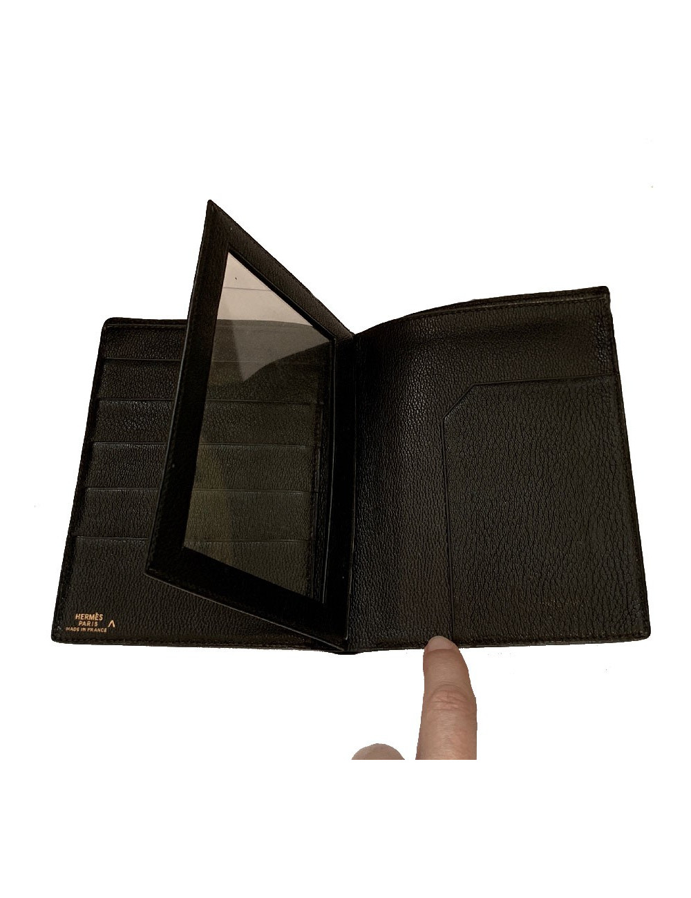 Portefeuille HERMES crocodile noir