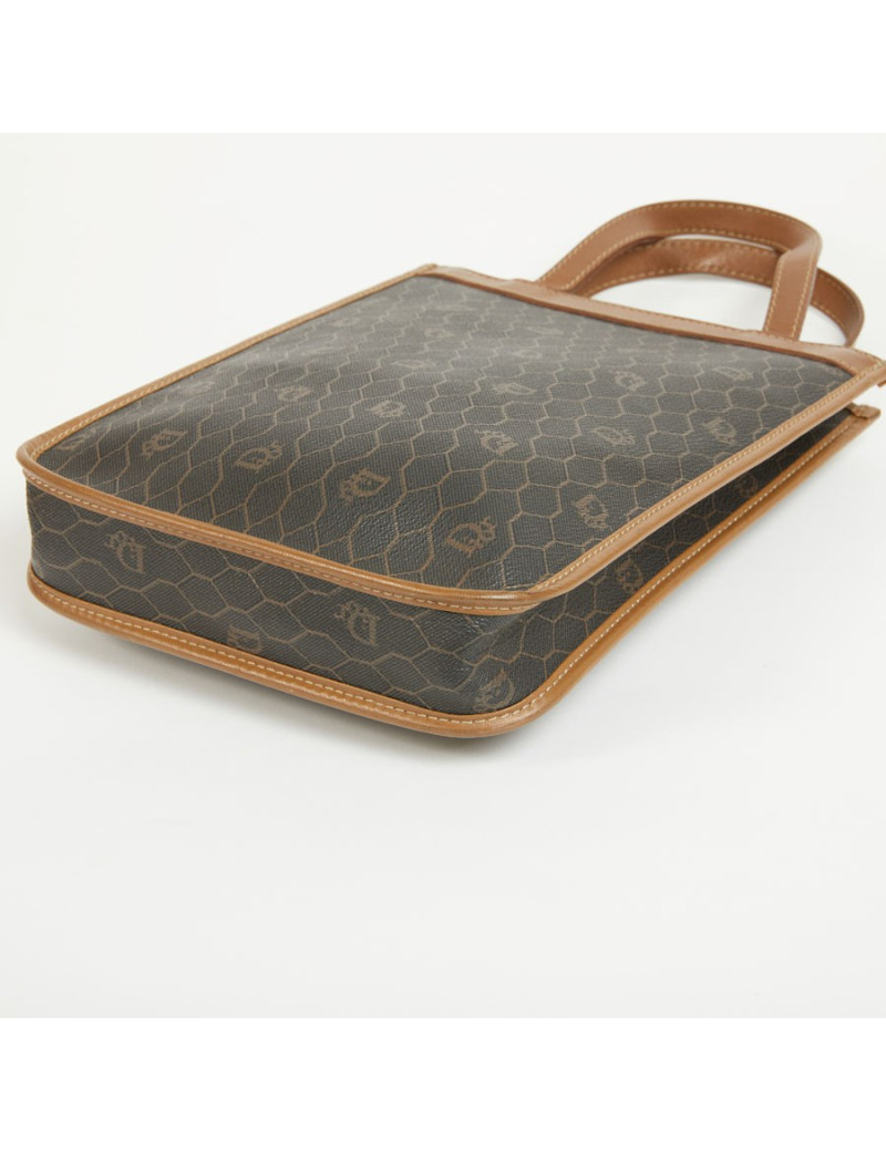 Mini sac CHRISTIAN DIOR Vintage toile monogrammée noire et marron