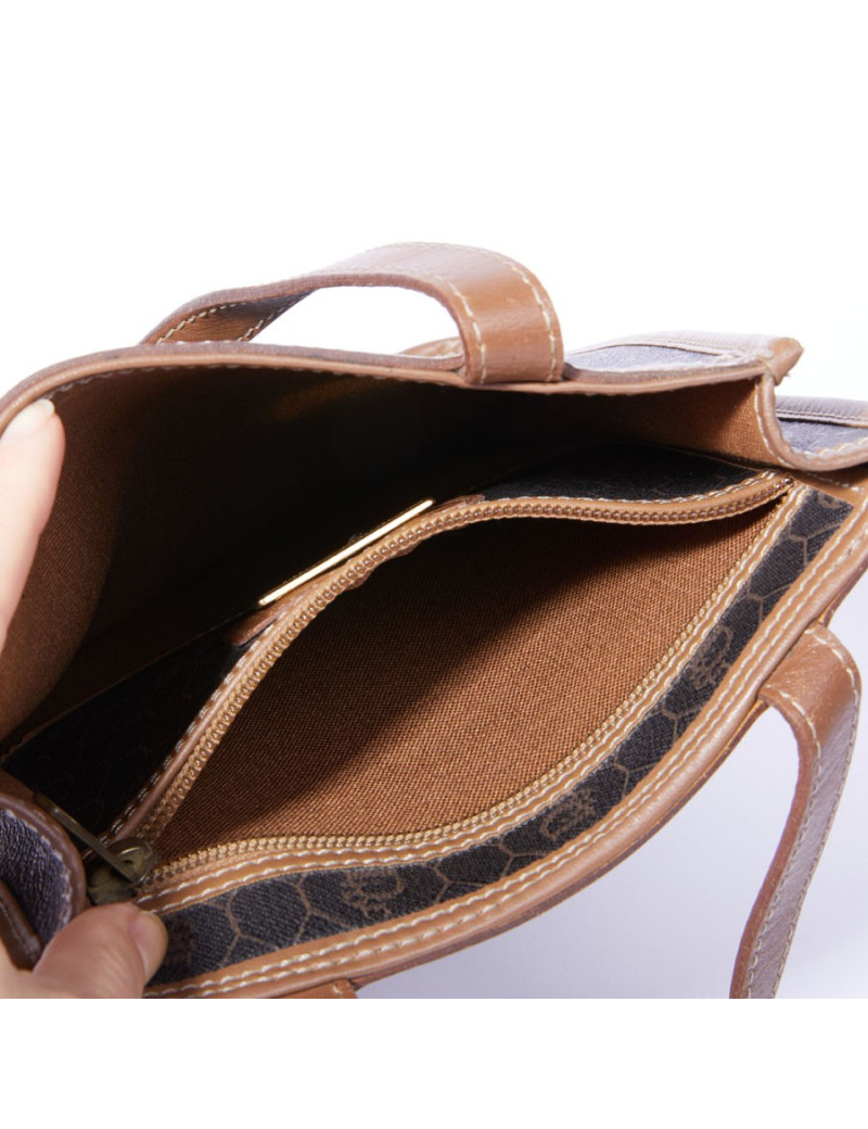 Mini sac CHRISTIAN DIOR Vintage toile monogrammée noire et marron