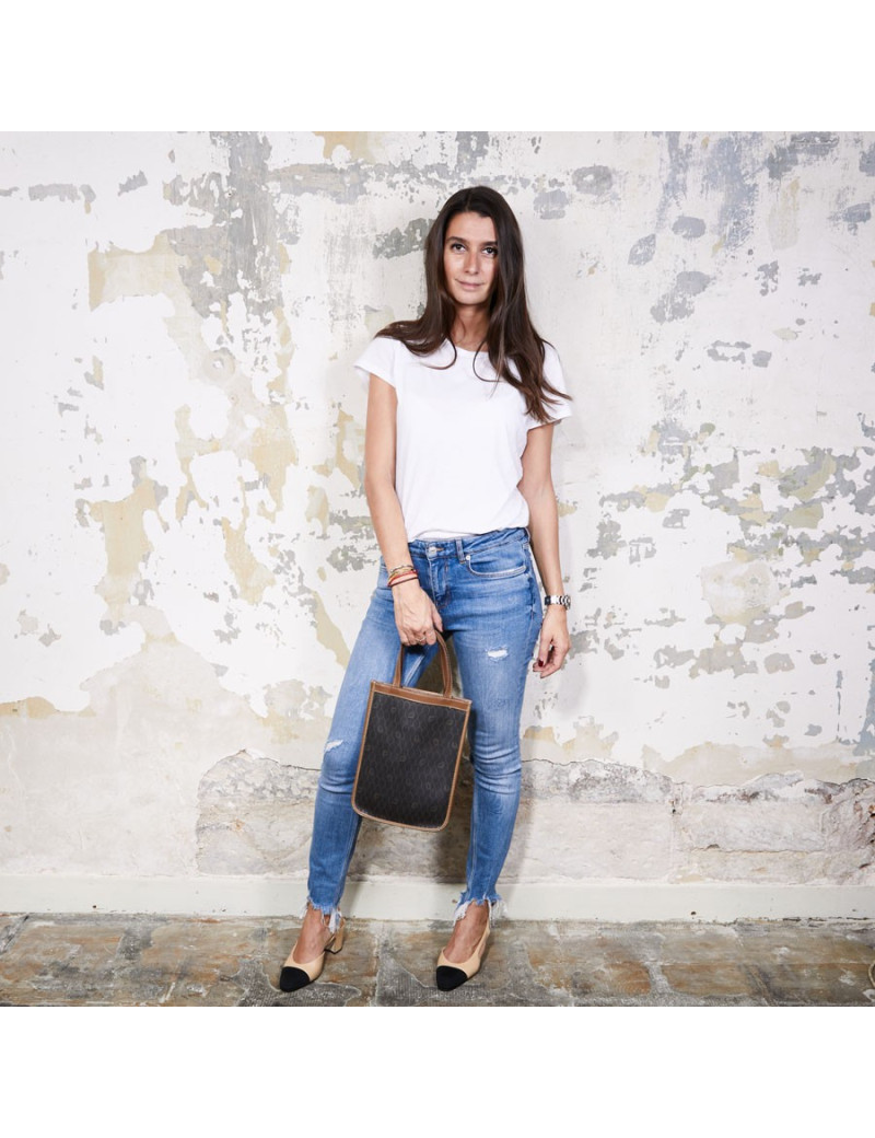 Mini sac CHRISTIAN DIOR Vintage toile monogrammée noire et marron