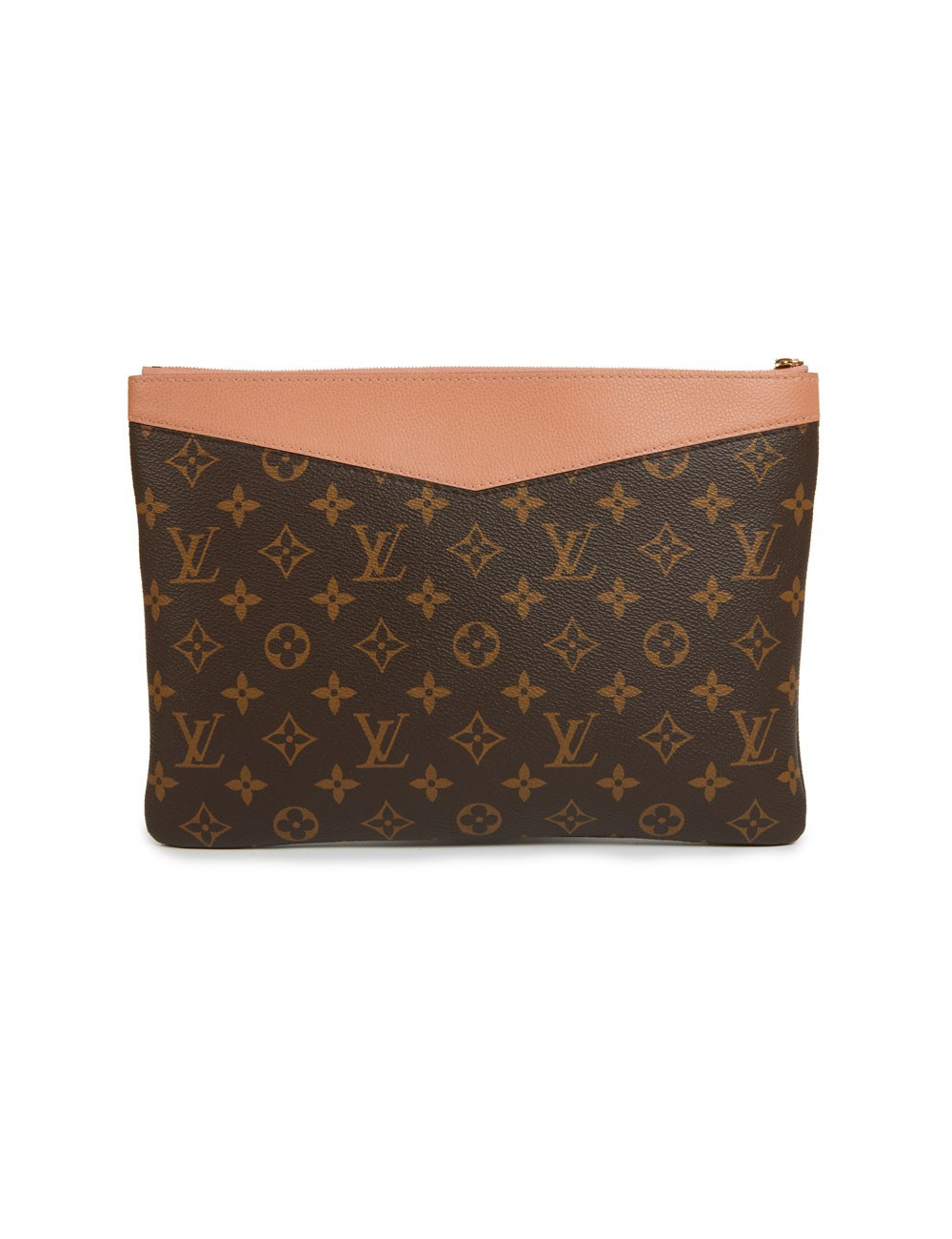 Pochette LOUIS VUITTON en toile Monogram marron et cuir rose poudré