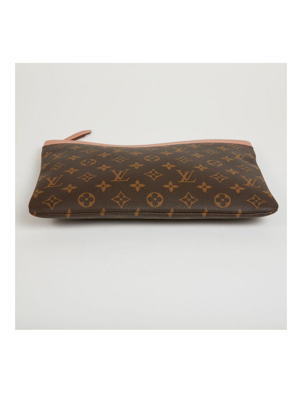 Pochette LOUIS VUITTON en toile Monogram marron et cuir rose poudré