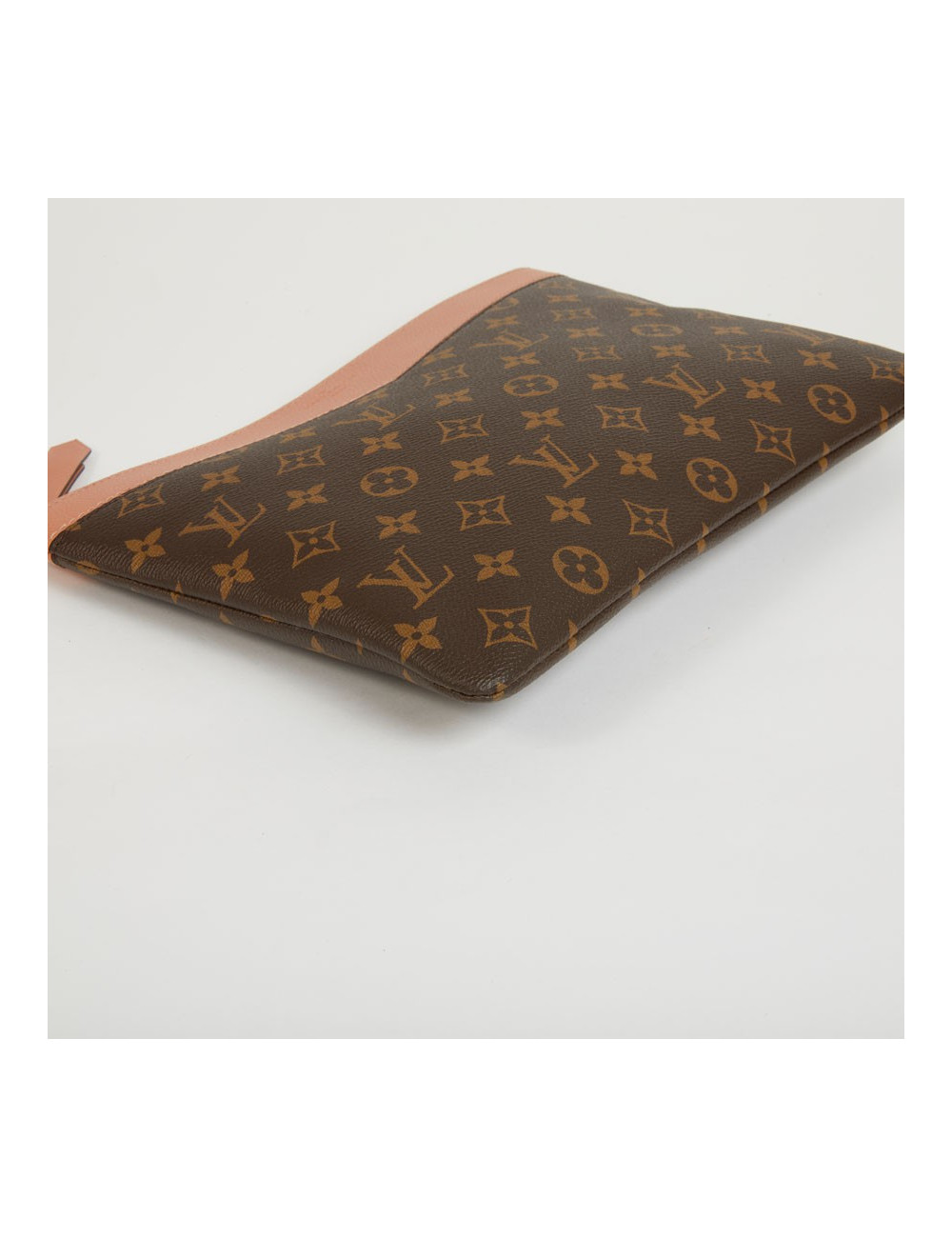 Pochette LOUIS VUITTON en toile Monogram marron et cuir rose poudré