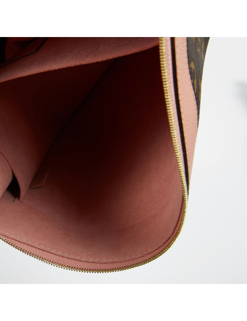 Pochette LOUIS VUITTON en toile Monogram marron et cuir rose poudré