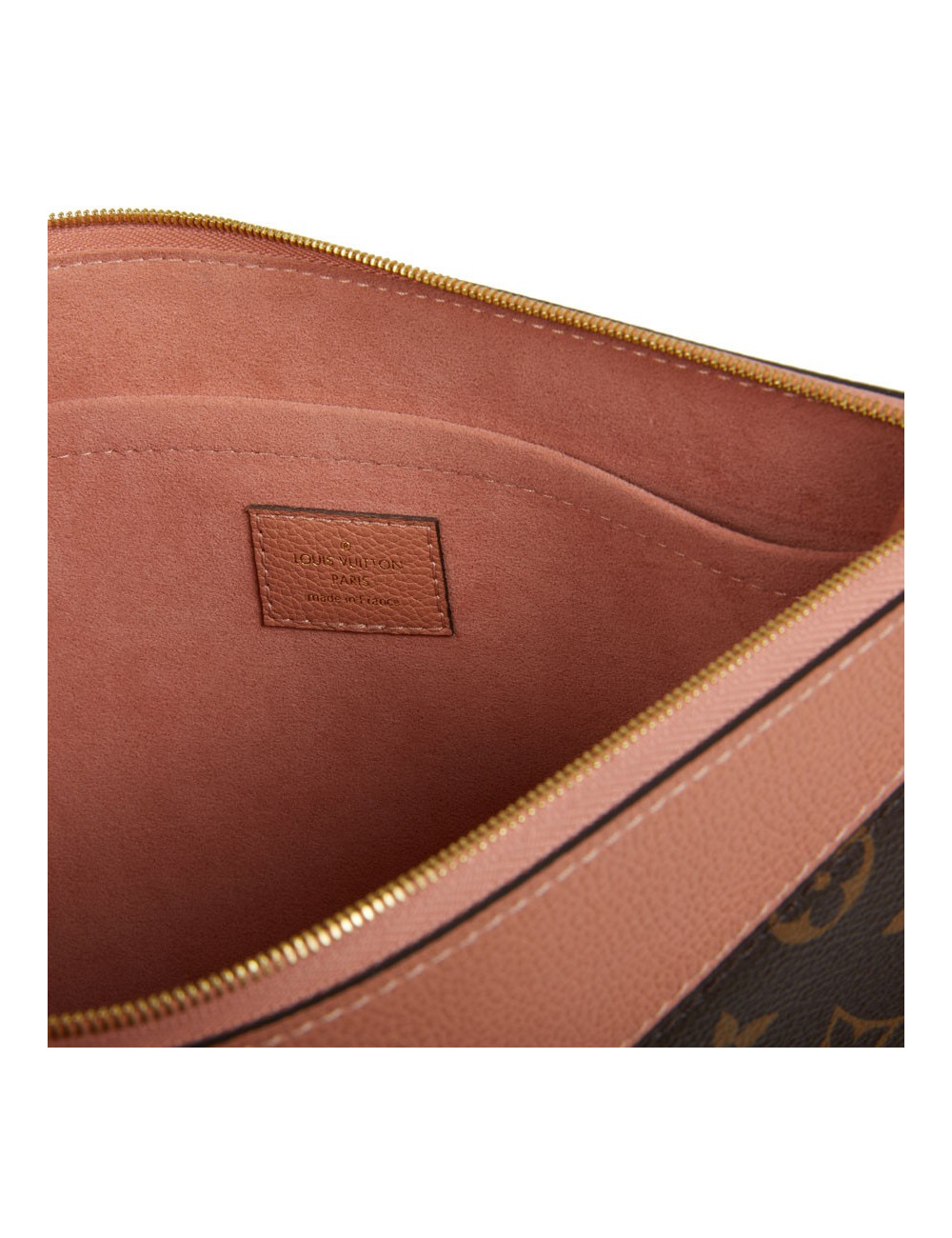 Pochette LOUIS VUITTON en toile Monogram marron et cuir rose poudré