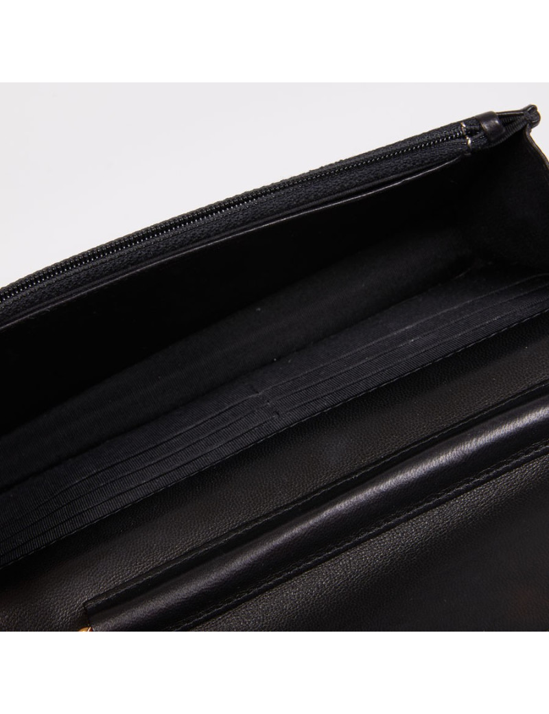 Wallet on chain CHANEL cuir chevron noir