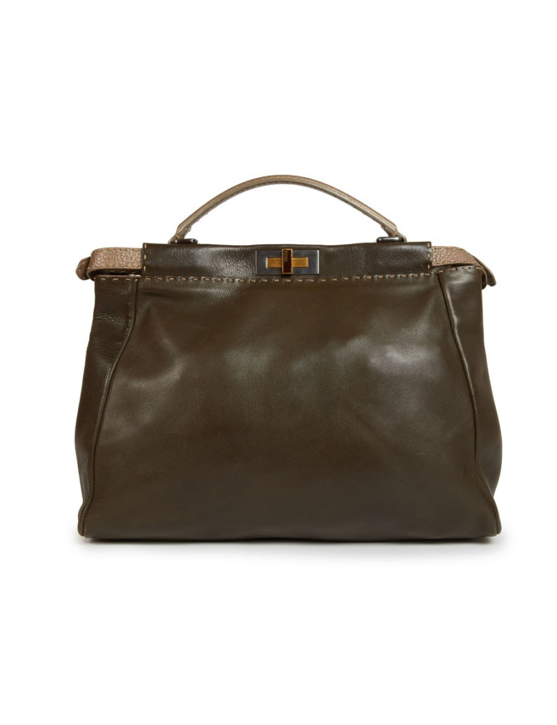 Sac FENDI peekaboo cuir grainé bicolore