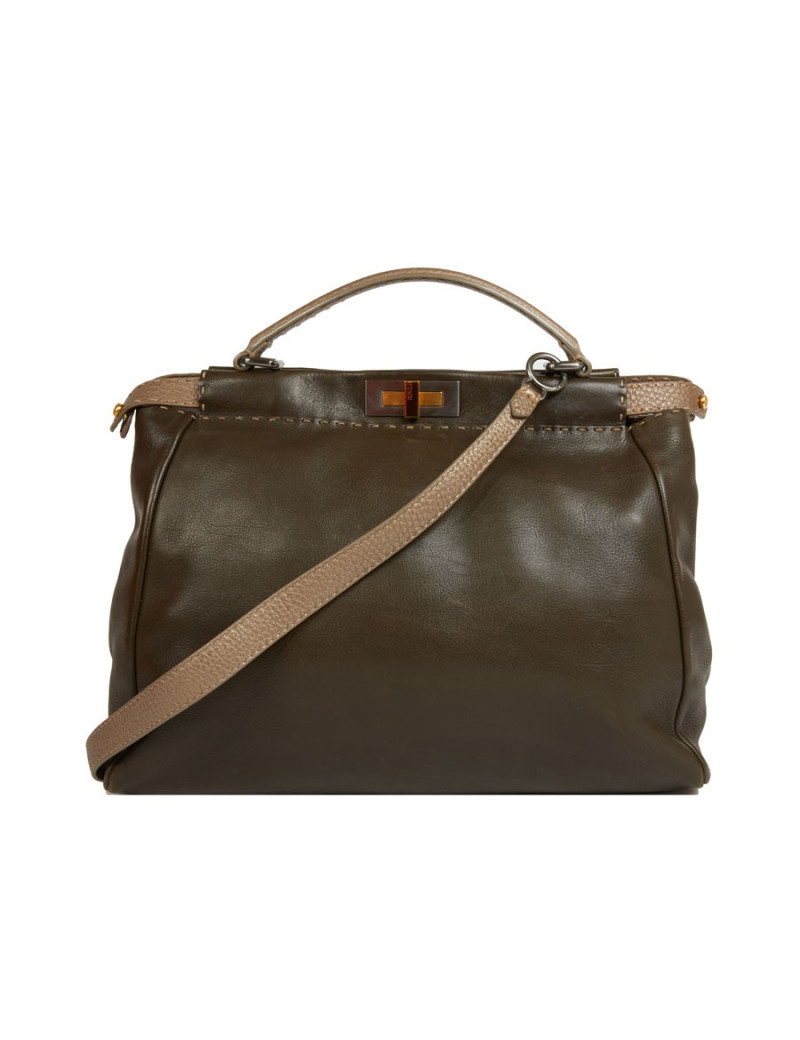 Sac FENDI peekaboo cuir grainé bicolore