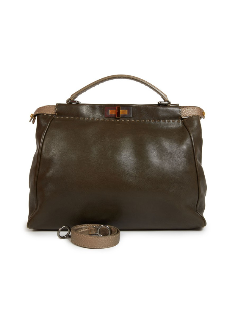 Sac FENDI peekaboo cuir grainé bicolore