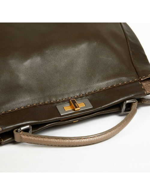 Sac FENDI peekaboo cuir grainé bicolore