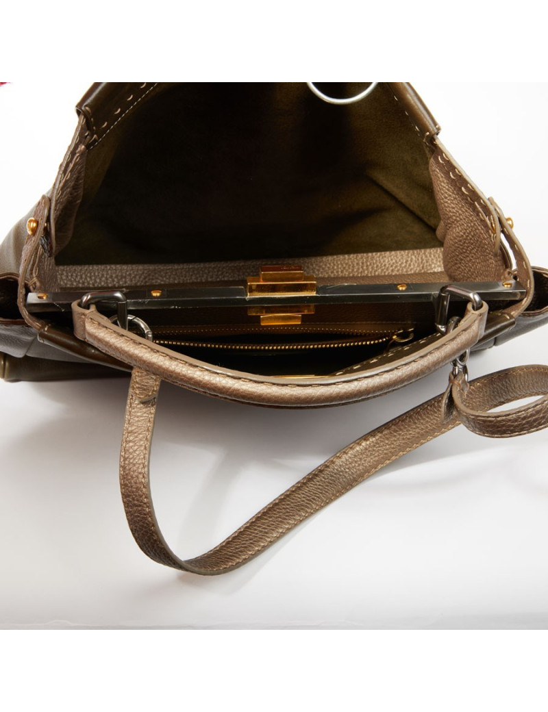 Sac FENDI peekaboo cuir grainé bicolore