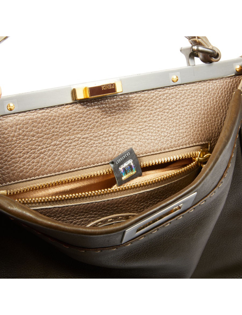 Sac FENDI peekaboo cuir grainé bicolore
