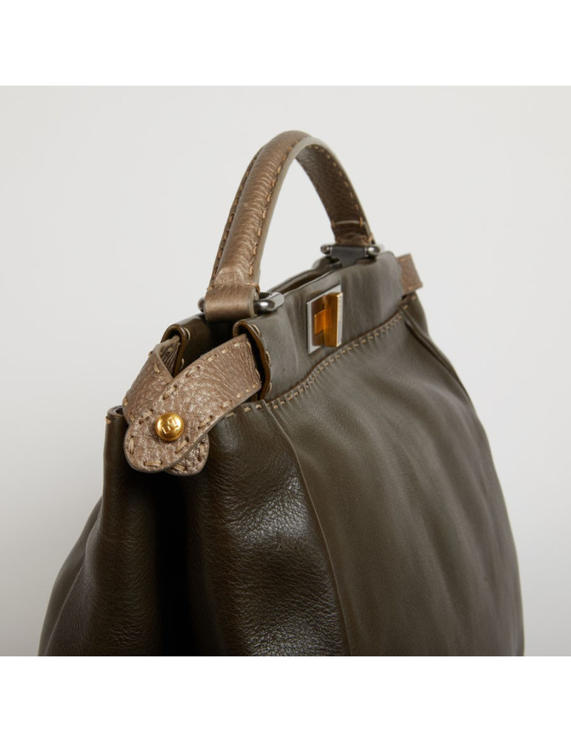 Sac FENDI peekaboo cuir grainé bicolore