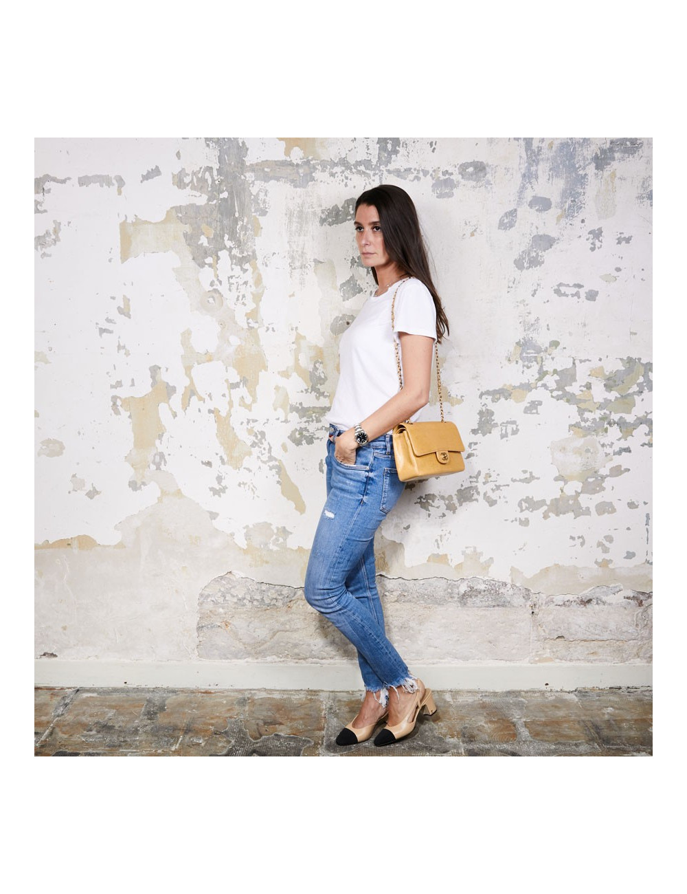 Sac CHANEL cuir d'agneau siglé "CHANEL" "CC"