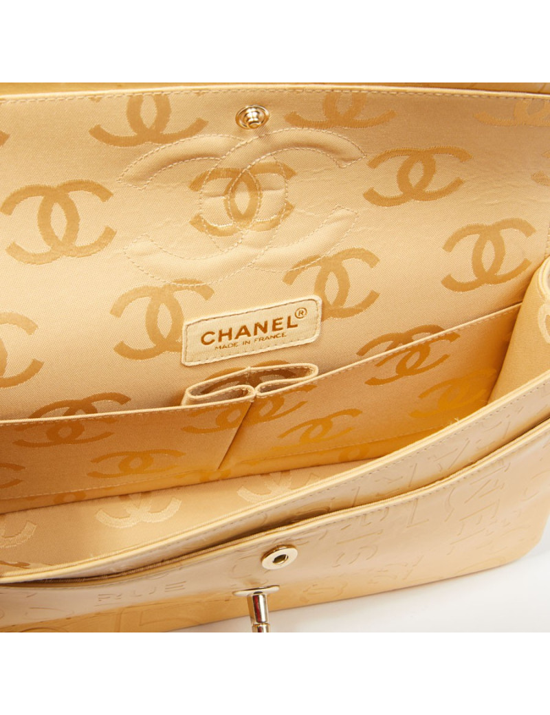 Sac CHANEL cuir d'agneau beige siglé "CHANEL" "CC"