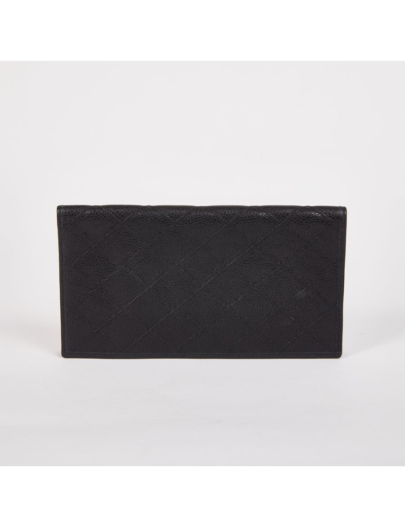 Portefeuille CHANEL noir en cuir caviar