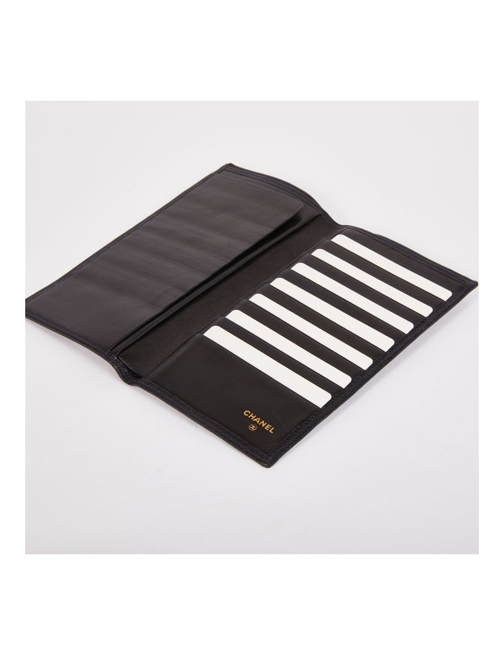 Portefeuille CHANEL noir en cuir caviar