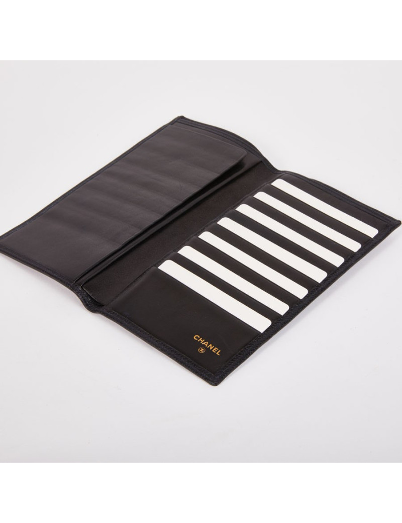 Portefeuille CHANEL noir en cuir caviar