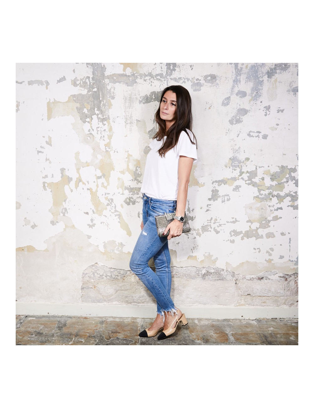 Pochette DANIEL SWAROVSKI en crocodile et cristal mesh