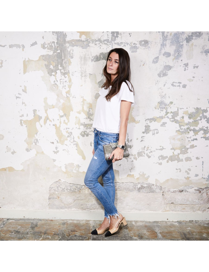 Pochette DANIEL SWAROVSKI en crocodile et cristal mesh