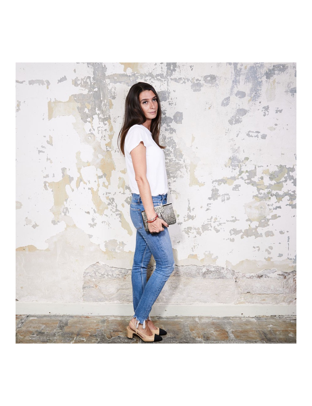 Pochette DANIEL SWAROVSKI en crocodile et cristal mesh